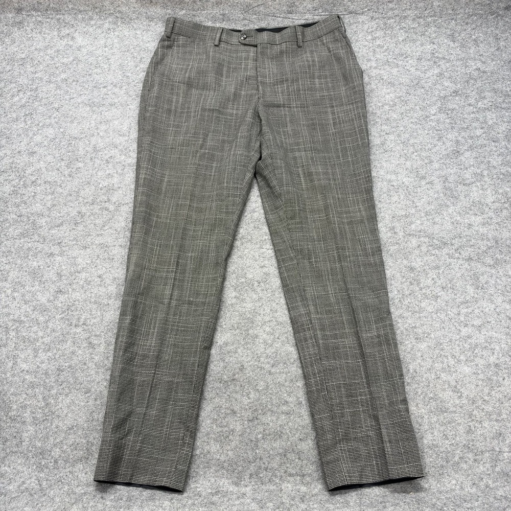Suitsupply Soho Traveller Pants Mens 34x30 Gray Check Cerruti Wool Itravel Dress